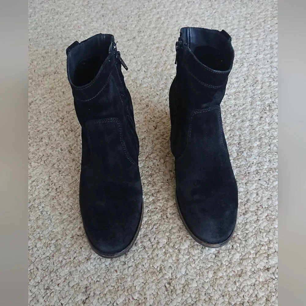 Paul Green Jax Black Suede Ankle Boots size 8.5